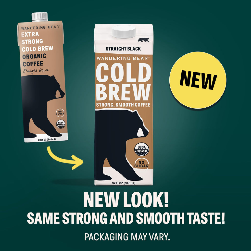 Wandering Bear Extra Strong Organic Cold Brew - Straight Black, 32 oz