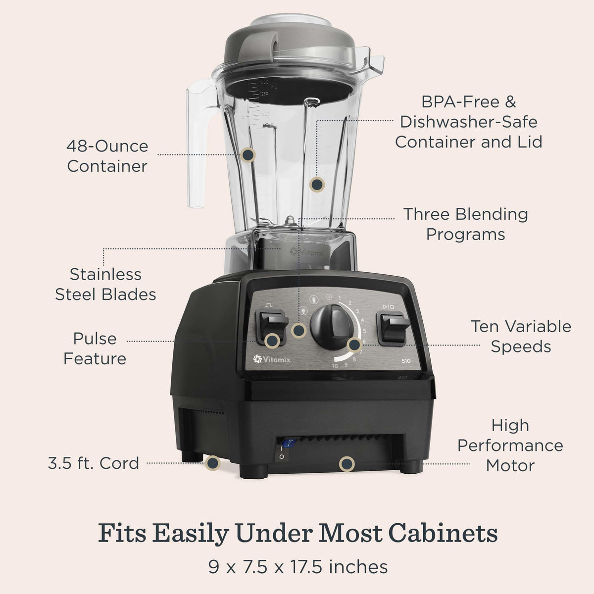 Vitamix Propel Series 510 Professional-Grade Blender, 3 Programs, Slate