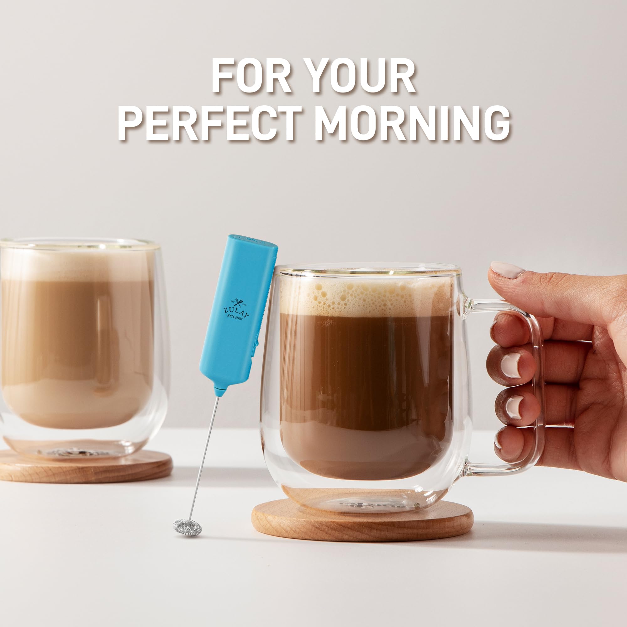Mini & Mighty Milk Frother Wand – Powerful Handheld Coffee Frother, Battery Operated Drink Mixer – Compact Pocket Size – Detachable Whisk for Latte, Cappuccino, Matcha, Hot Chocolate