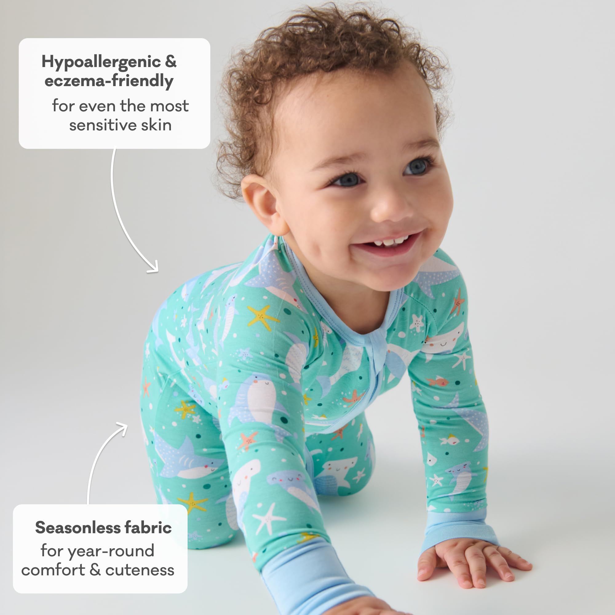 Little Sleepies Baby Pajamas, Shark Soiree, Preemie