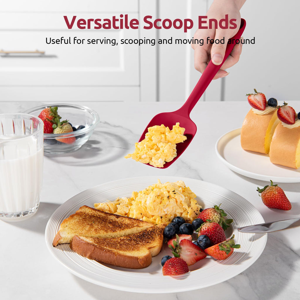 U-Taste Silicone Spoon Spatula Set of 3, 600°F High Heat Resistant, Red