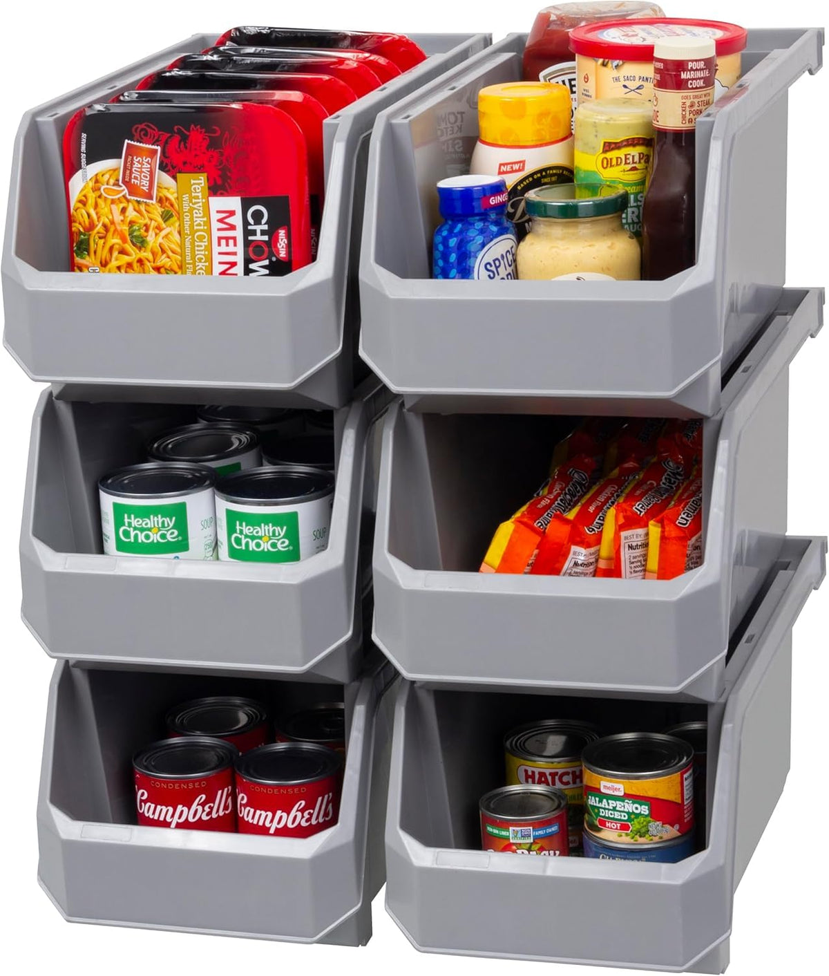 Akro-Mils ReadySpace Large Stackable Plastic Storage Bins, 6-Pack, Clear