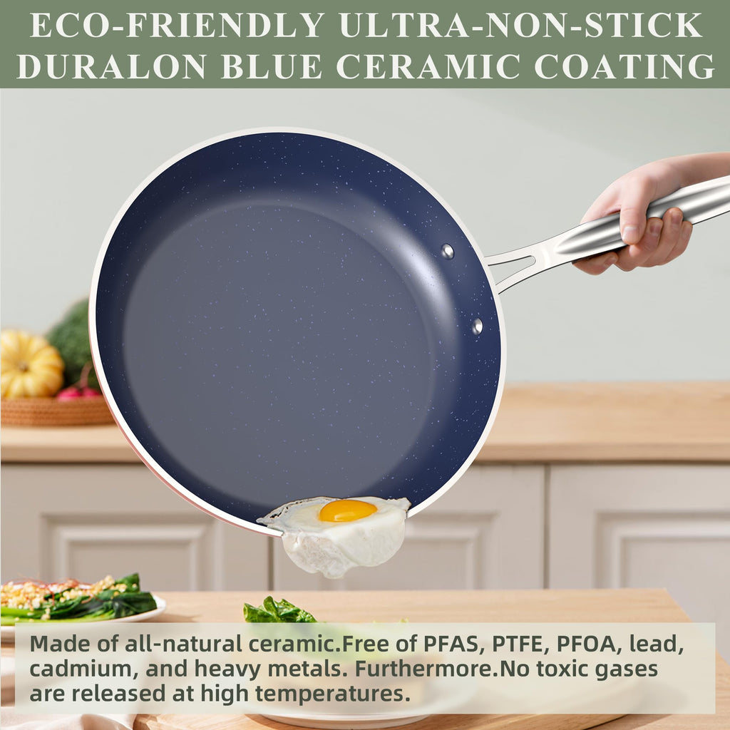 Nuwave Healthy Duralon Blue Ceramic Nonstick Cookware Set, PFAS Free