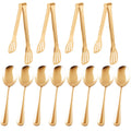 12PCS Gold Serving Utensils Set,Includes 8 large serving spoons,4 serving tongs
