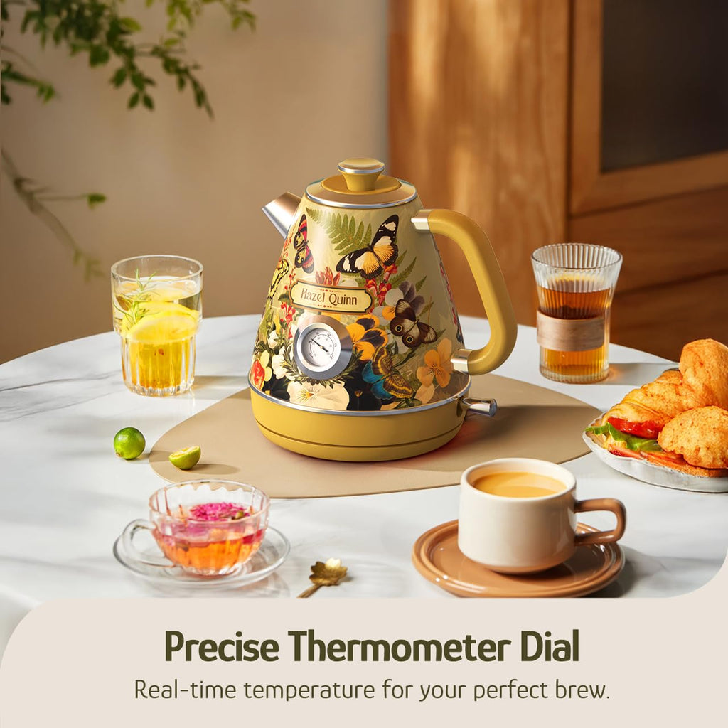 Hazel Quinn X Eduardo Recife Retro Electric Kettle with Thermometer, Floral