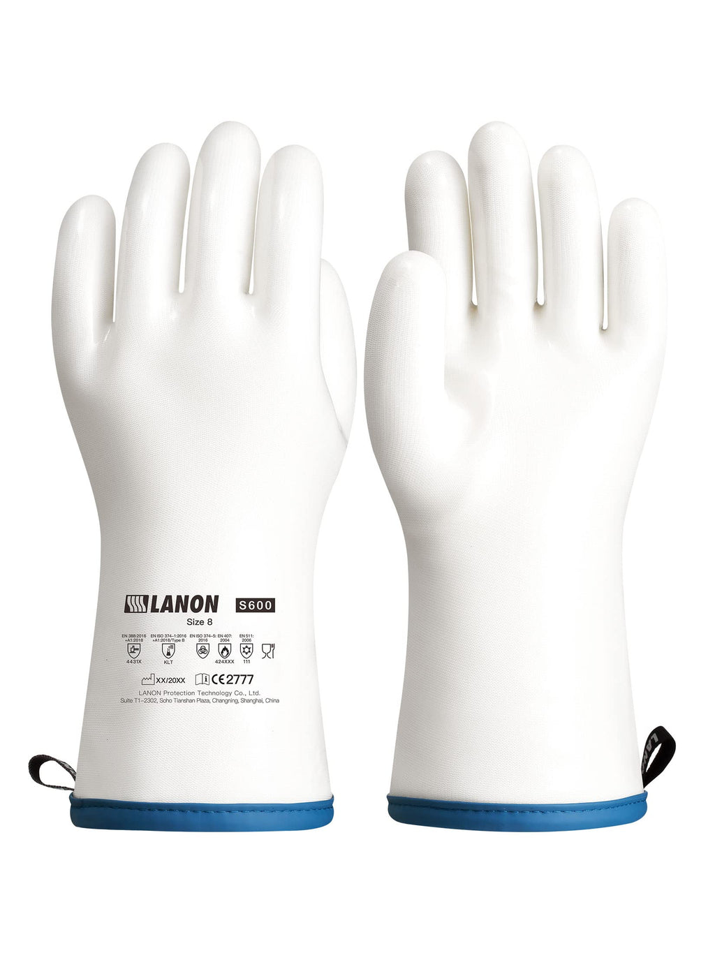 LANON Liquid Silicone Oven Mitts,Heat Resistant,Coral Air Liner,White,Large