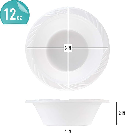 200 Count Disposable 12 ounce White Plastic Soup Bowls
