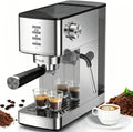 Electactic CM8032SH Essential Stainless Steel Espresso Machine with Steam Wand, Powerful 20-Bar Italian Pump, 37oz Removable Water Tank, Compact Espresso Maker for Home Baristas, Cappuccino & Latte
