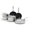 OXO 13 Piece Stainless Steel Cookware Set, Tri-Ply Multiclad Pots & Pans, PFAS-Free Ceramic Nonstick Coated Frying Pans, Induction Compatible, Dishwasher & Oven Safe, Sauce, Stock, Saute, Silver