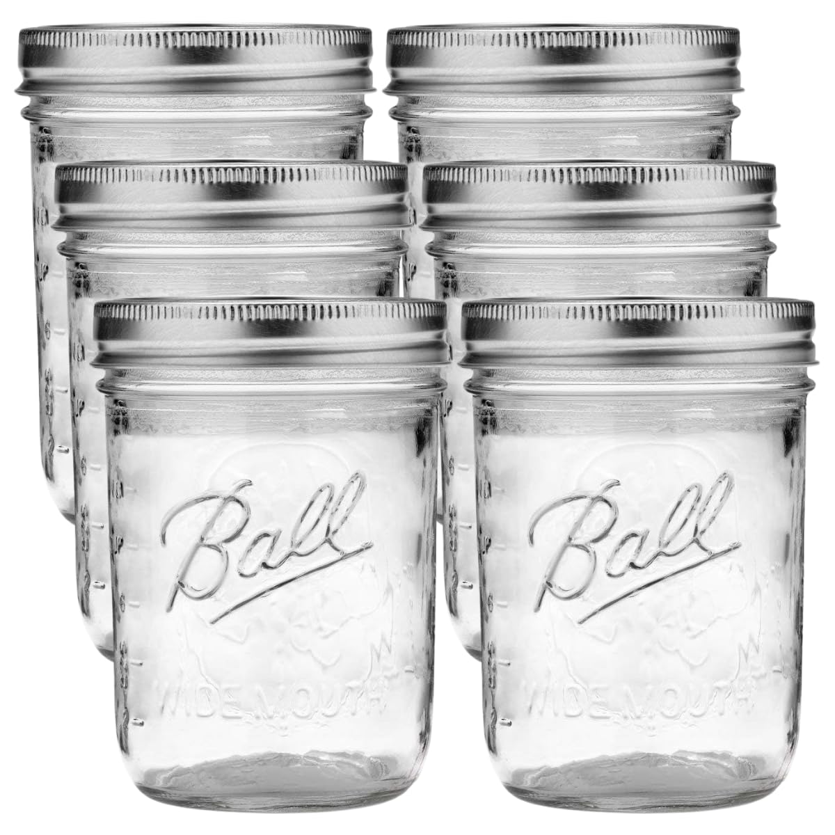 Ball Regular Mouth Glass Mason Jars with Lids and Bands, Used for Canning (Half Pint, 8 Ounce (Pack of 6))