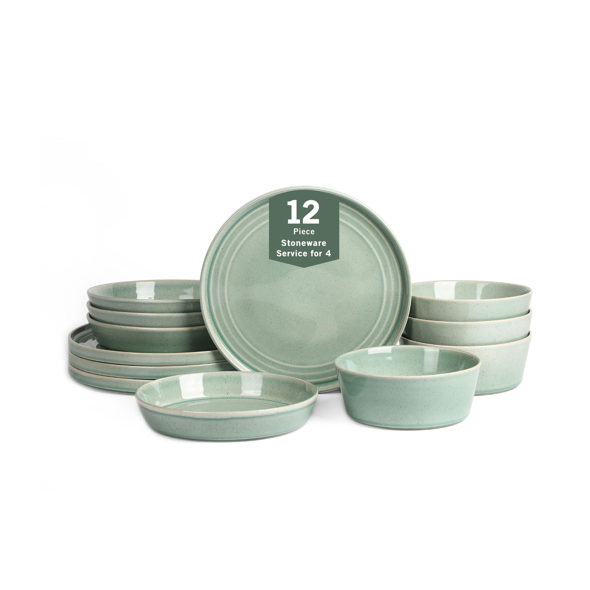 Stone Lain Claire 4-Piece Bowl Set Stoneware, Bowls, Dishwasher and Microwave Safe, Dish Set for 4, White