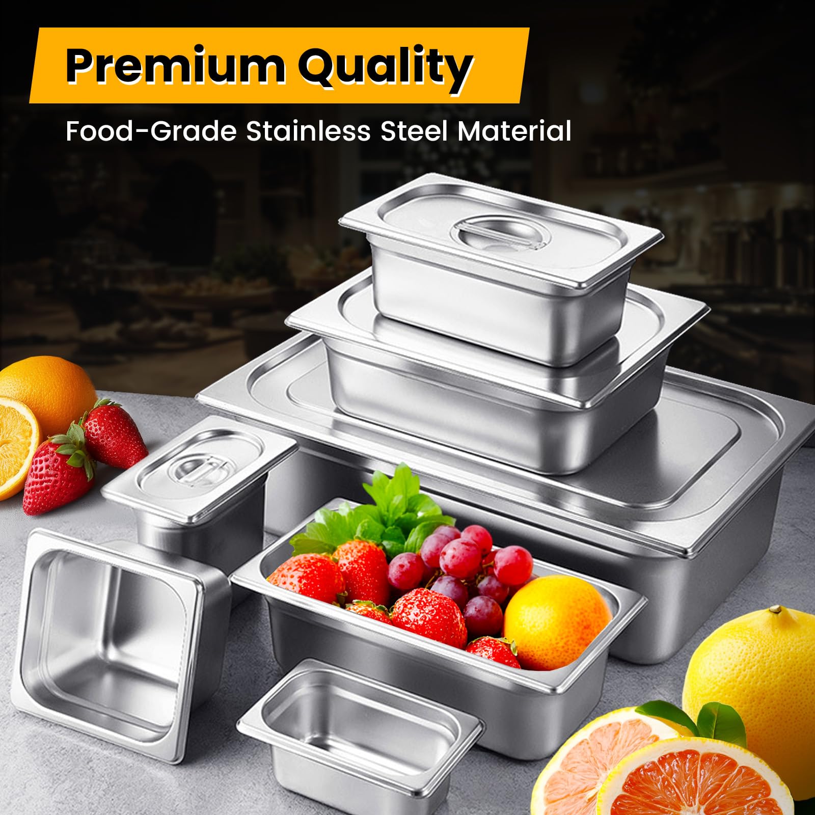 Aplancee 1/6 Hotel Pans 6 Inch Deep Stainless Steel Food Pan - Anti-Jam 6 Pack Steam Table Pan Set for Catering, Buffet Use, Kitchen Prep