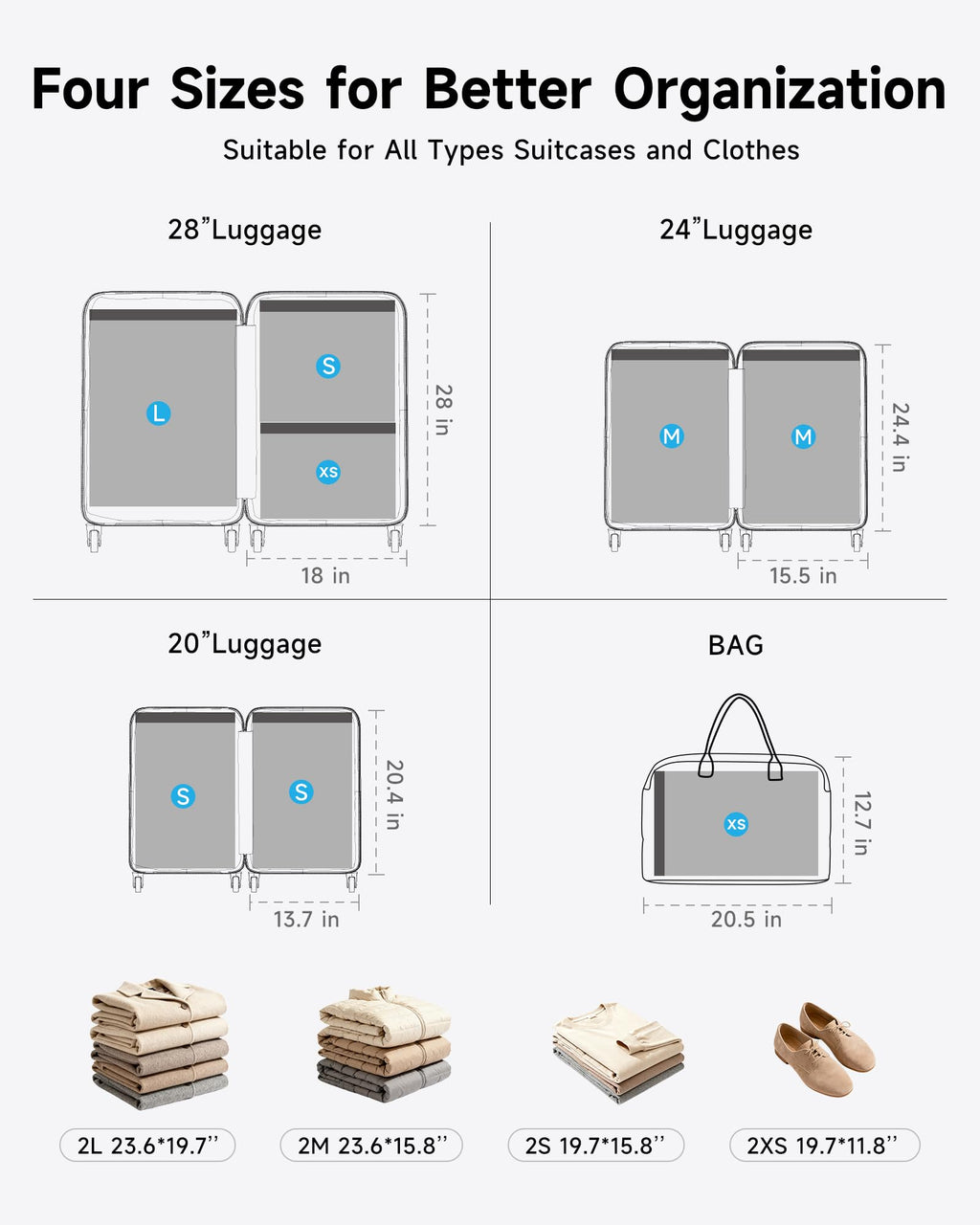 KOLERRE Travel Vacuum Bags with 2026 Lastest Wireless Pump, 8 Pack-4 Sizes Space Saver Vacuum Storage Bags for Luggage and Suitcase, Compression Bags for Packing, Vacuum Seal Bags for Clothing Travel