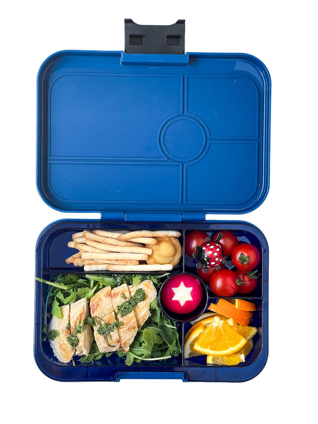 Yumbox Tapas Leakproof Bento Lunch Box: 4.2 Cups Larger 5-Compartment Design in Monte Carlo Blue with Jungle Tray- for Adults and Bigger Kids