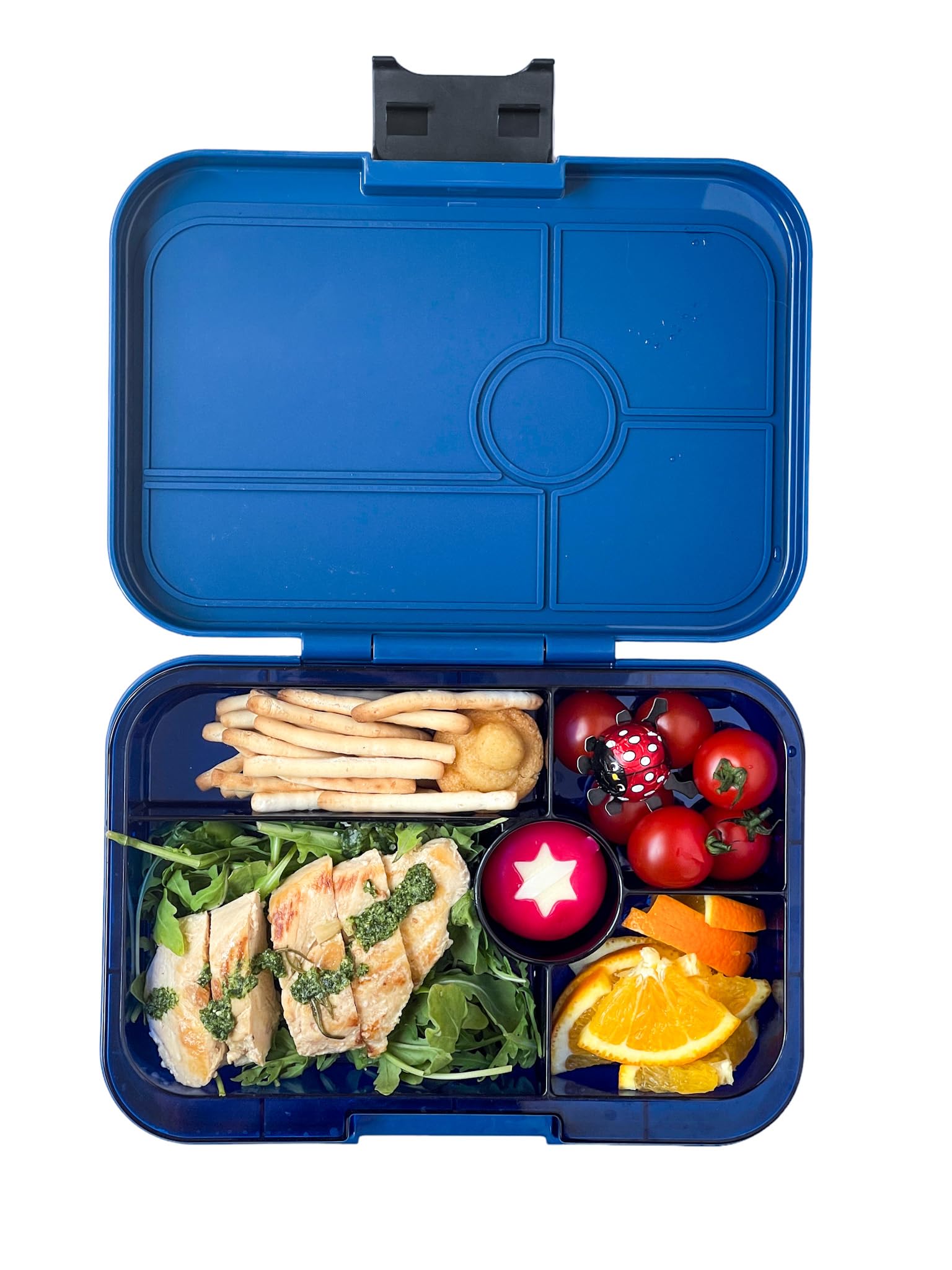 Yumbox Tapas Leakproof Bento Lunch Box: 4.2 Cups Larger 5-Compartment Design in Monte Carlo Blue with Jungle Tray- for Adults and Bigger Kids