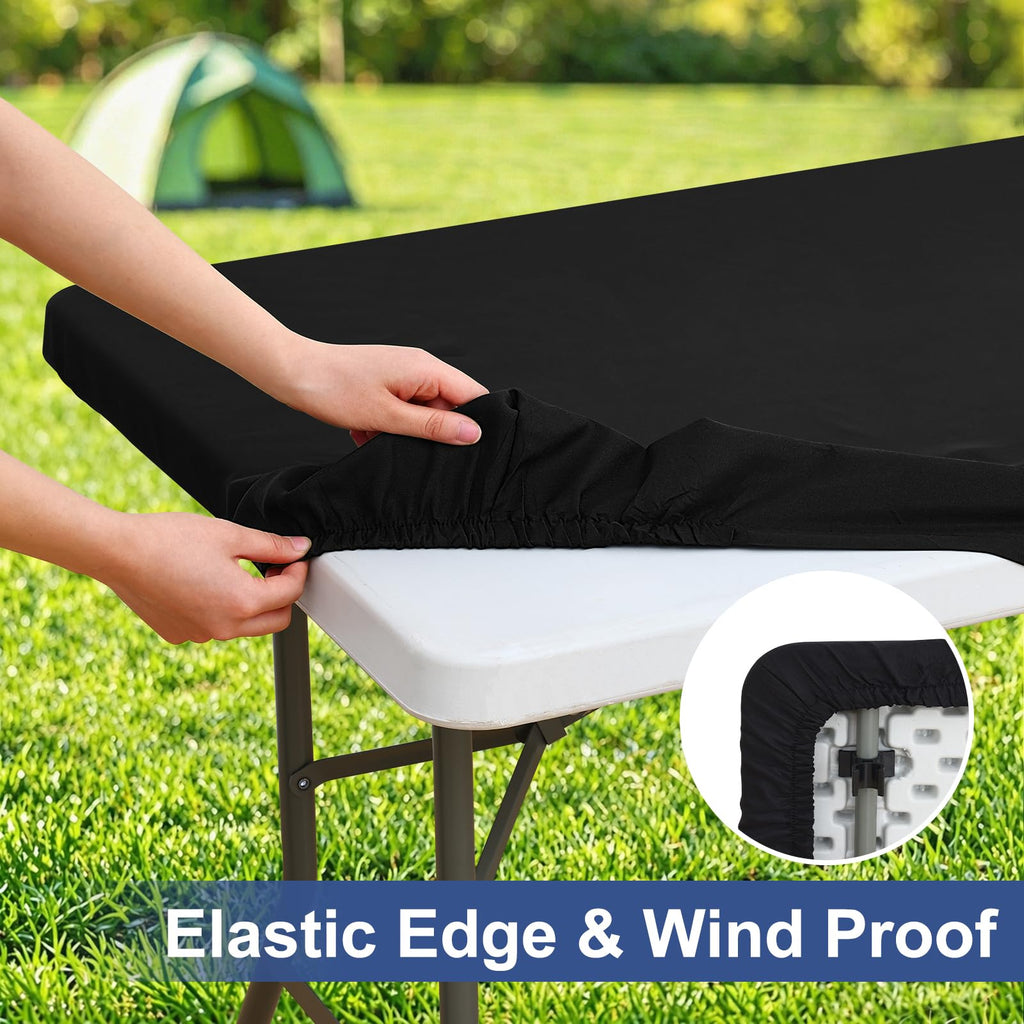 homing Rectangle Table Cloth Cover 4 Foot Black Elastic Fitted Tablecloth
