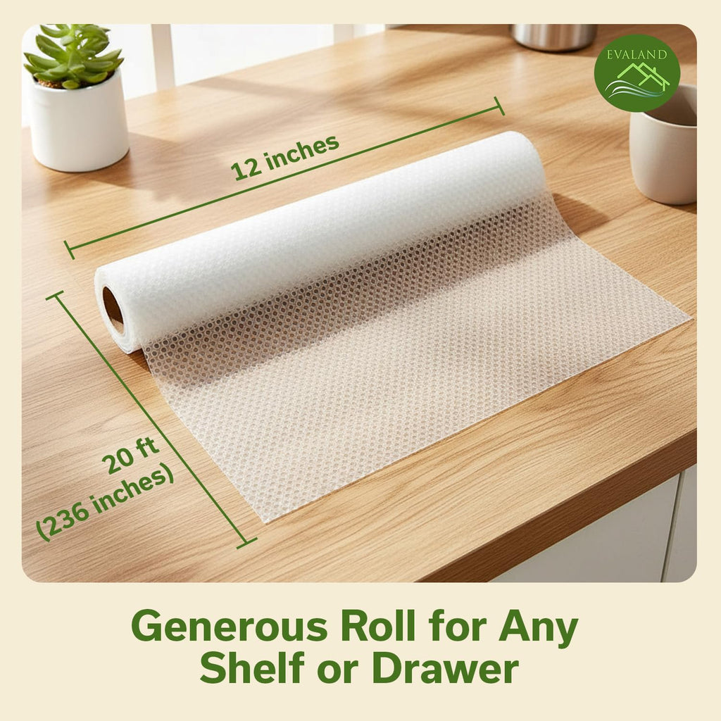 EVALAND Shelf Liner Cabinet Liner Non-Adhesive Drawer Liner 12 in x 20 FT