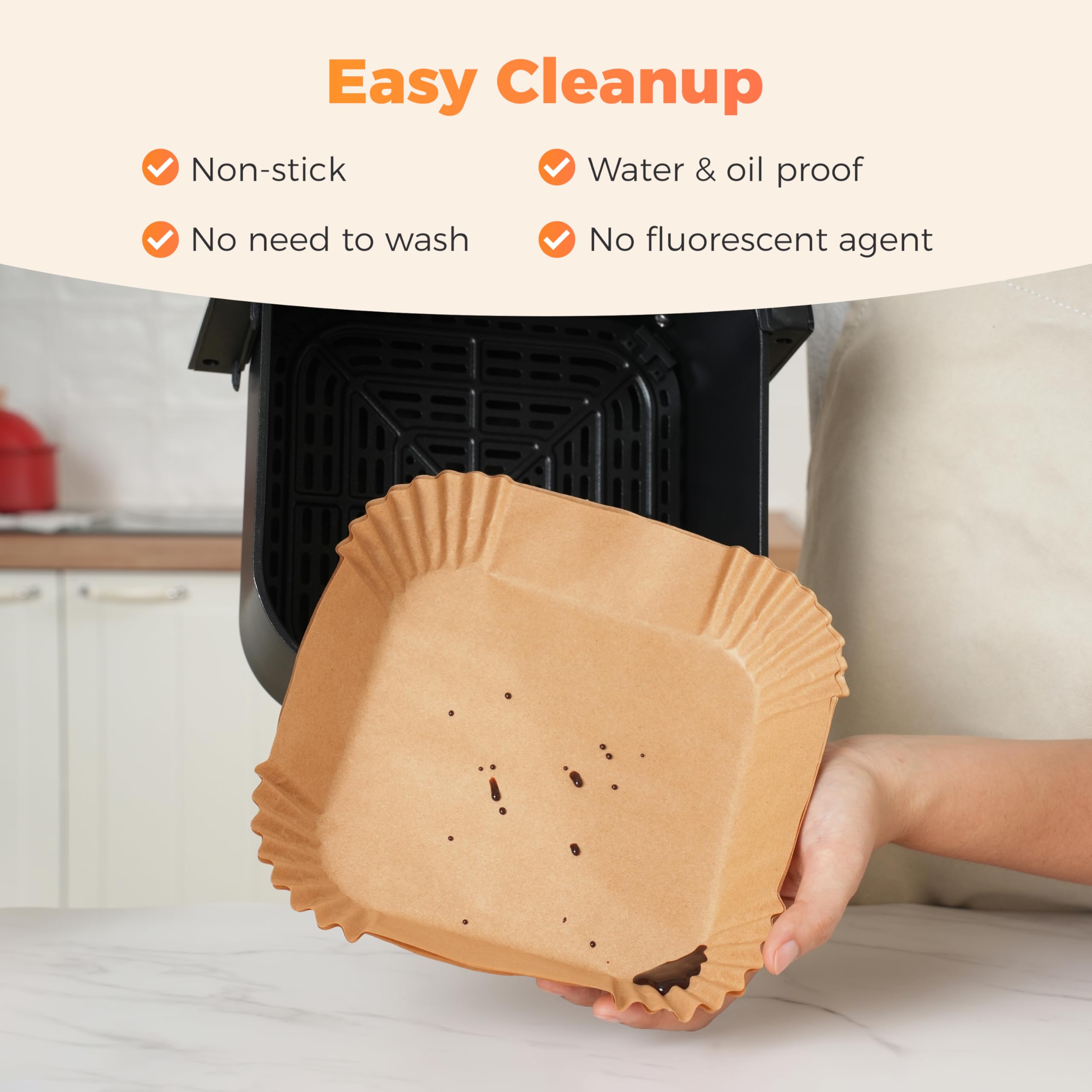 Tastee Air Fryer Liners for 3-6QT Air Fryer Baskets, 100Pcs