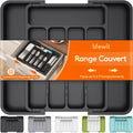 Lifewit Silverware Drawer Organizer, Expandable Utensil Tray for Kitchen, BPA Free Flatware and Cutlery Holder, Adjustable Plastic Storage for Spoons Forks Knives, 8.9-14.7 x 12.2", Black