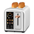 SEEDEEM Toaster 2 Slice, Real Touch Screen with LCD Display, Single-Slice Function, Stainless Steel Toaster, 50% Faster Heating, 1.5" Wide Slots, Removable Crumb Tray, 1350W, Silver Metallic