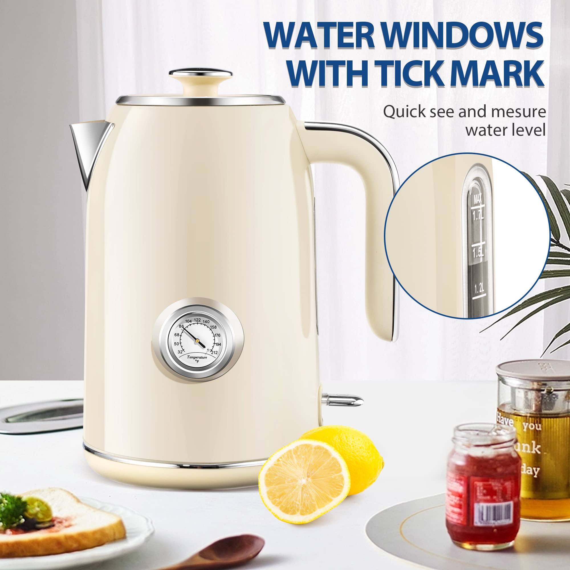 PUKOMC Electric Kettle,1.7L Stainless Steel Electric tea kettle