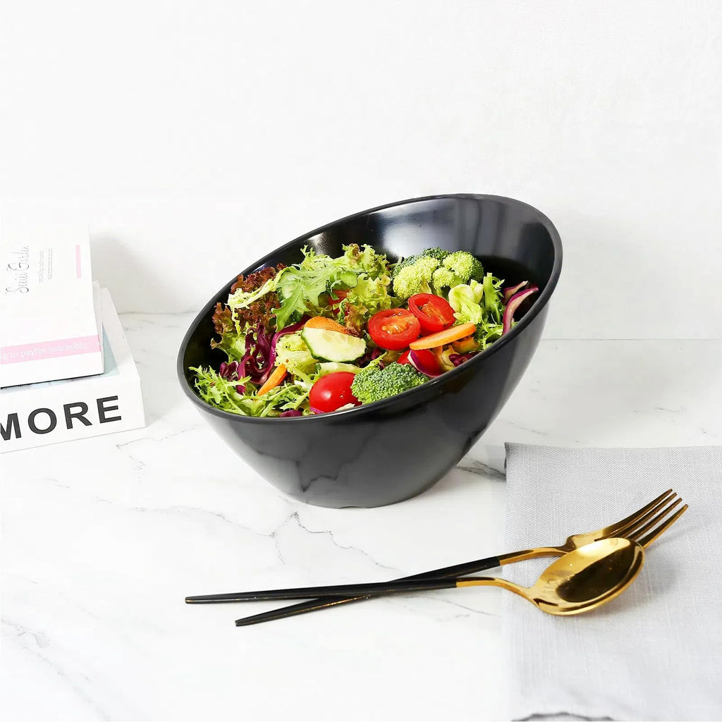 TP Salad Bowls Set of 4, 26 oz Melamine Serving Bowls for Pasta, Cereal, and Snacks, Lightweight and Durable, Dishwasher Safe, Black Bowls for Restaurant, Kitchen, Black