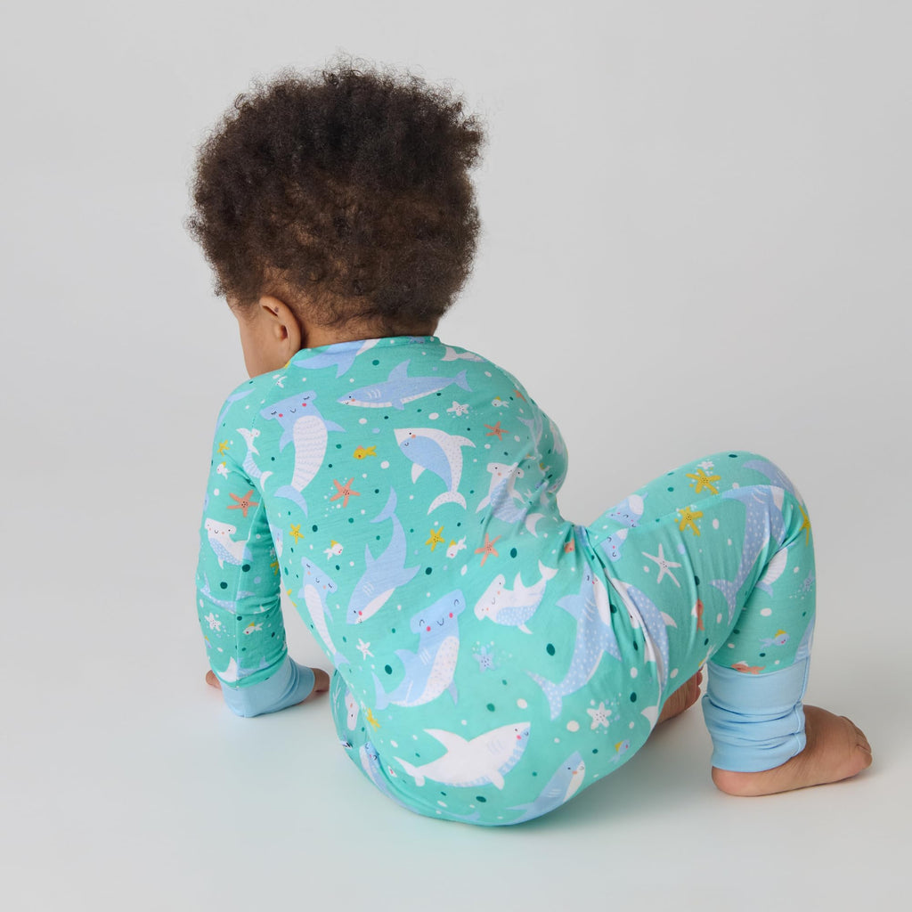 Little Sleepies Baby Pajamas, Shark Soiree, 0-3M