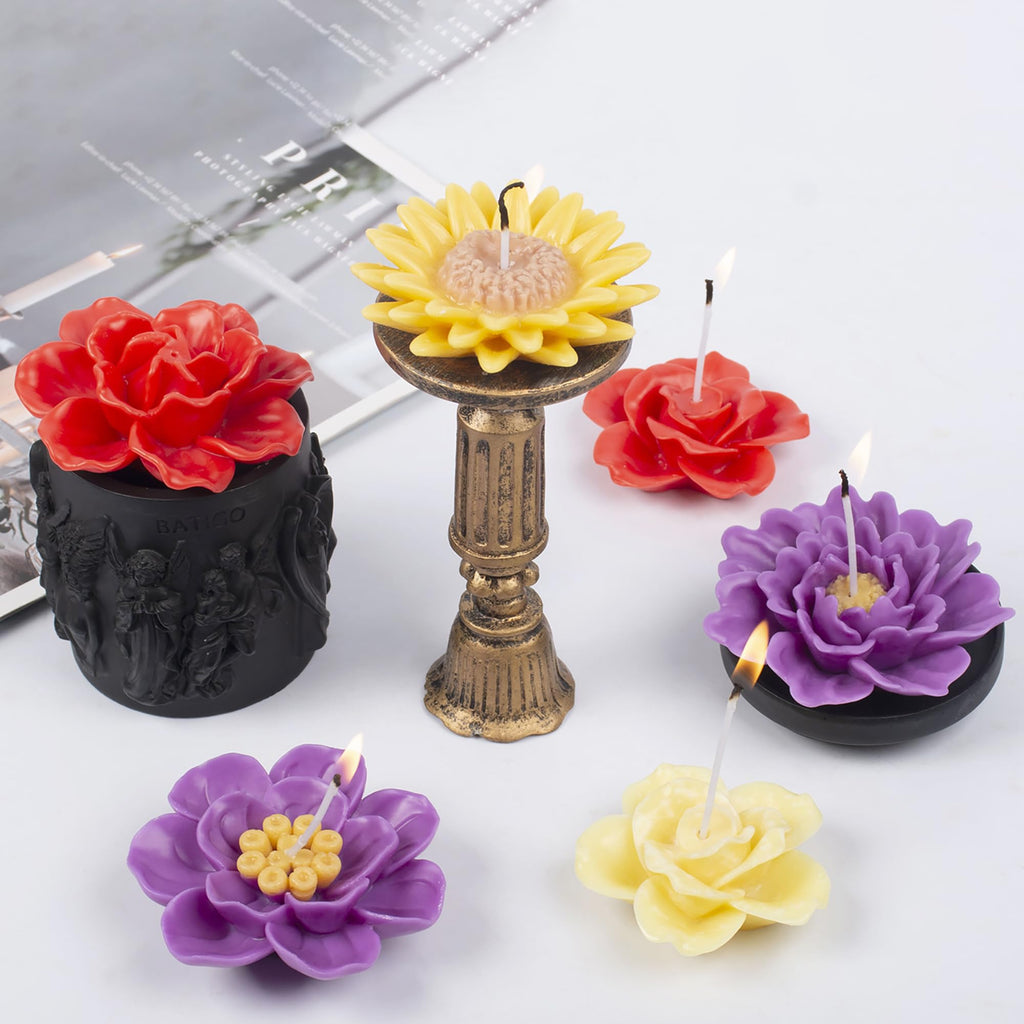 8 Pack Large Flower Succulent Candle Mold Resin Casting Silicone Molds for Home Decor & Candle Making Wave Spiral Mold