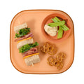 Madesmart Dipware Reusable Dining Plate, Serving Tray for Appetizers and Snacks, Sandwiches, Hummus, Sauces, Stackable & Removable Dip Bowl, PinkTerracotta
