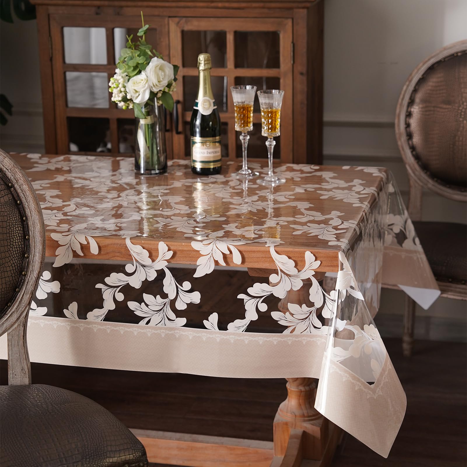 Artbloss Vinyl Table Cloth Rectangle Clear Table Cover Protector, 60" x 84"