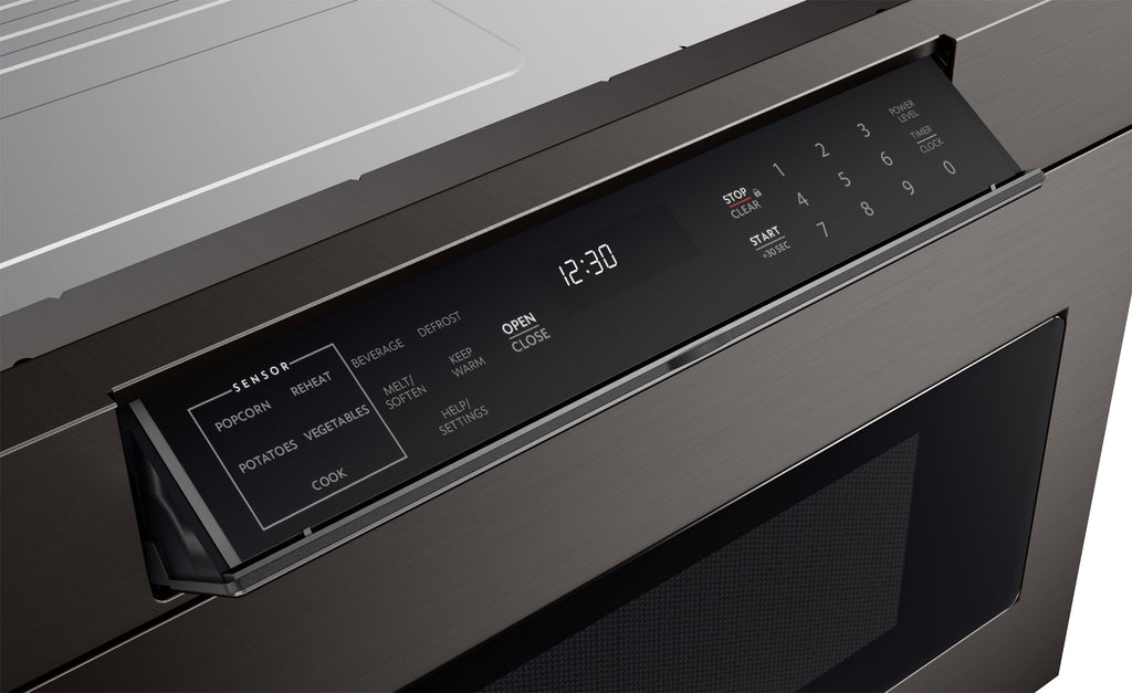 SHARP SMD2470AH Microwave Drawer Oven, 24-inch, 1.2 Cubic Feet, 950 Watt, Concealed Control Panel with Digital LCD Display, Black Stainless Steel