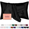 LYSHIN Black Silk Pillowcase Queen Size with Hidden Zipper
