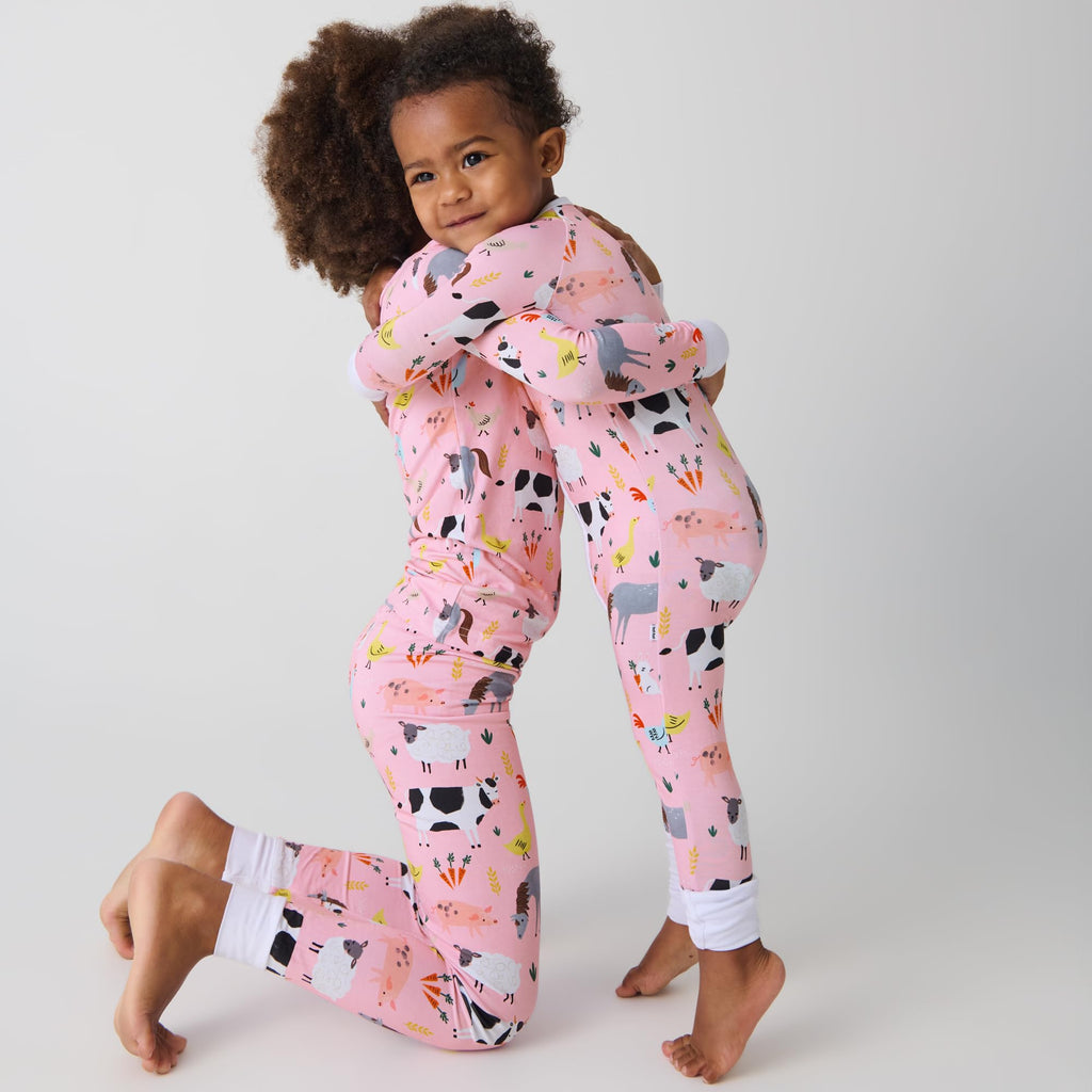 Little Sleepies Baby Pajamas, Pink Farm Animals, Preemie