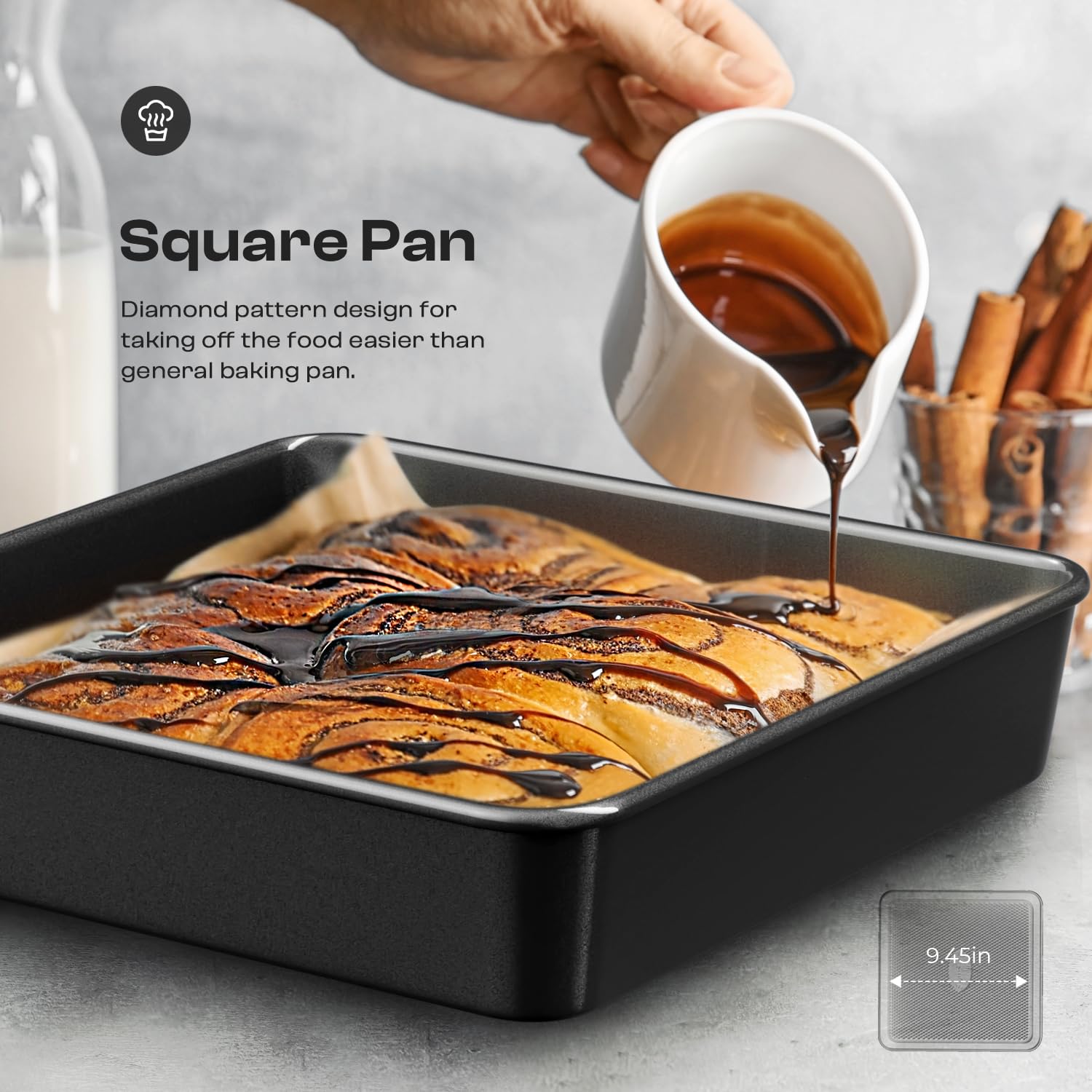 12-Piece Nonstick Bakeware Set, Stackable Non Toxic Baking Pans Set - Black