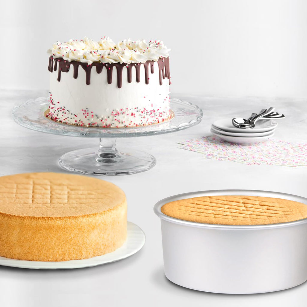 HomeMall 9 x 3 inch Round Cake Pan Set of 3, Aluminum Baking Pans for Layer Cakes, Heavy Duty Non-Stick, Evenly Baking Molds for Home Kitchen, Tapered Sides