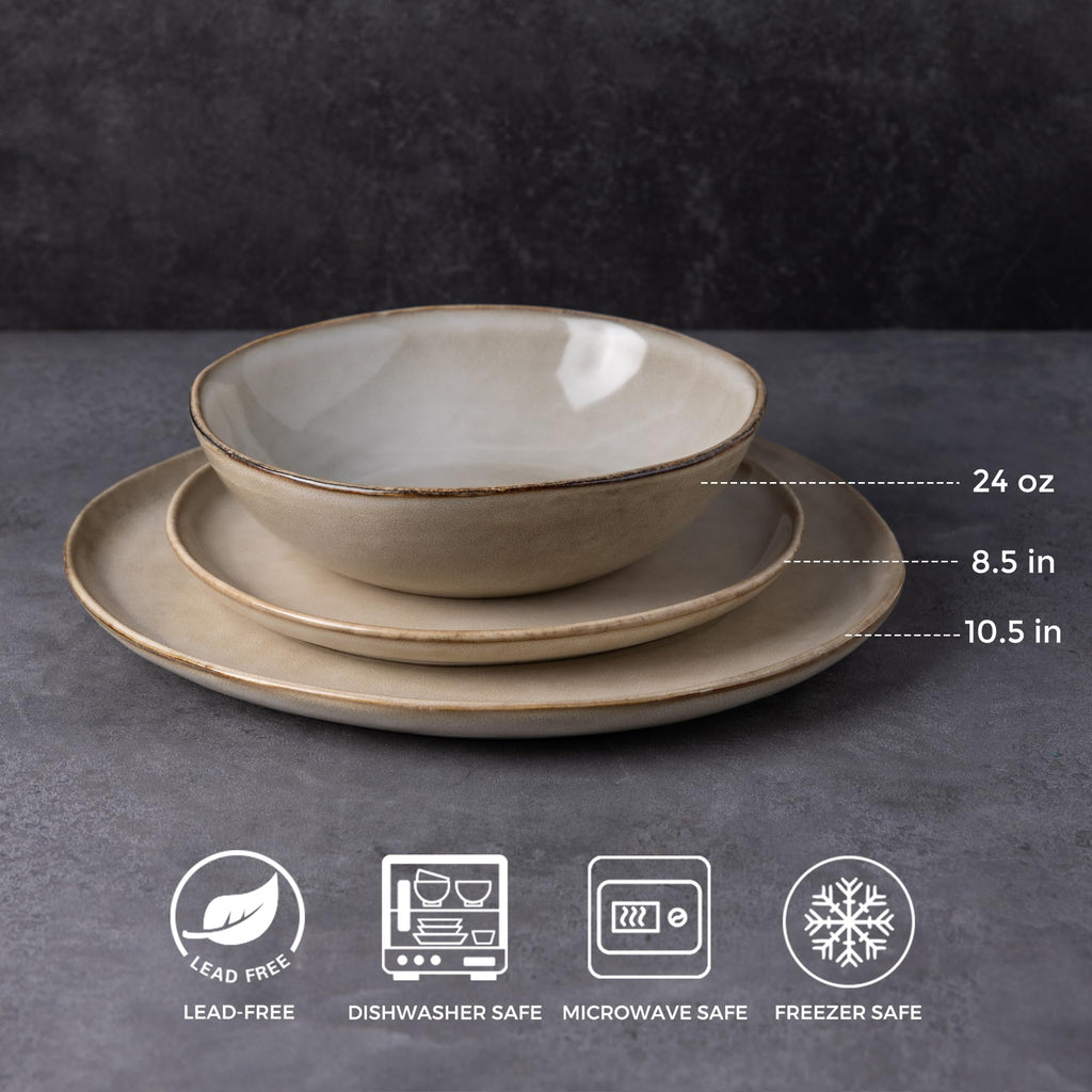 AmorArc Ceramic Dinnerware Sets for 4, 12Pcs Plates and Bowls Sets Dishes