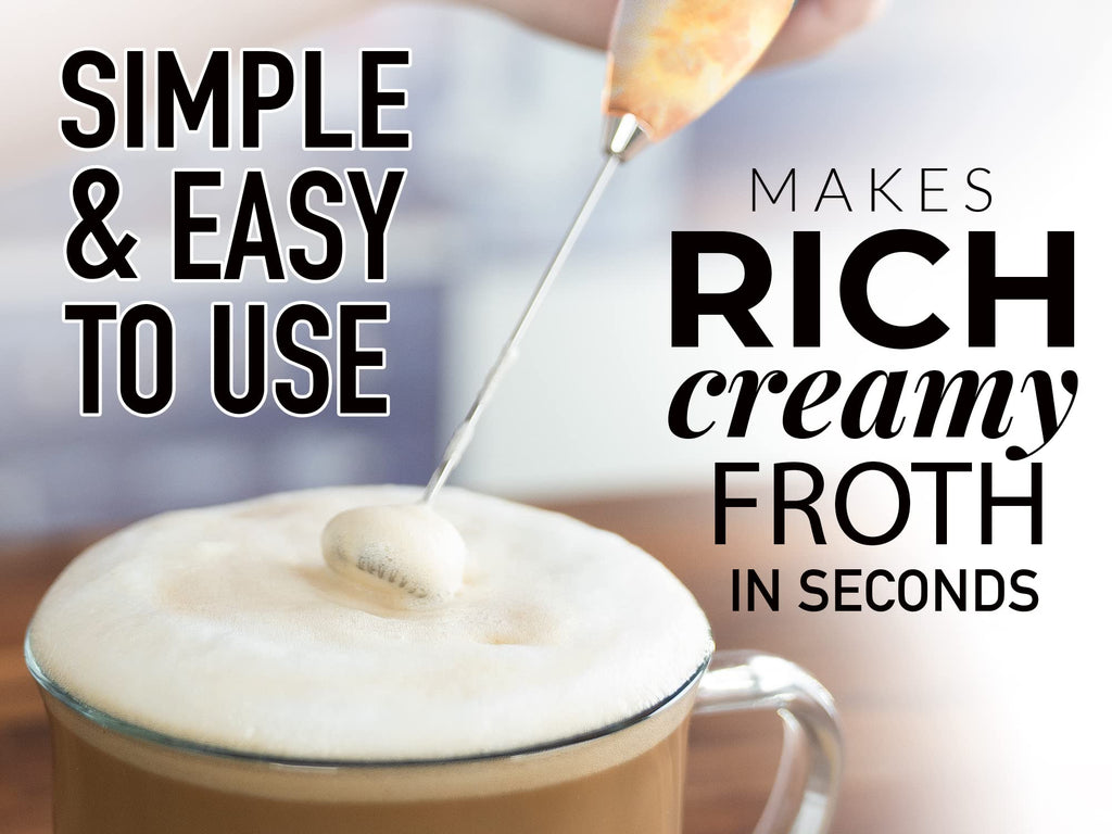 Mini & Mighty Milk Frother Wand – Powerful Handheld Coffee Frother, Battery Operated Drink Mixer – Compact Pocket Size – Detachable Whisk for Latte, Cappuccino, Matcha, Hot Chocolate