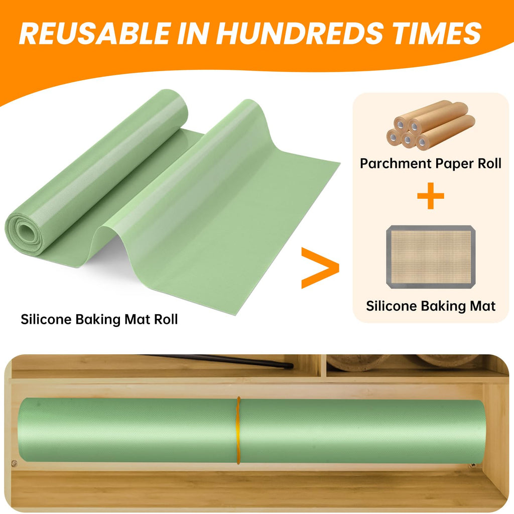 Silicone Baking Mat Roll - Best German Silicone - Heat Resistant Baking Macaron Bread Mat, Non-stick Pastry Mat, Reusable Dough Rolling Mat