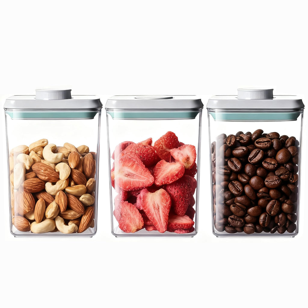 Hontent Pop Food Storage Containers Set Airtight Food Storage Containers with Pop Lids, Kitchen Pantry Organization and Storage, Cereal, Rice, Flour, Pasta & Snack Container, BPA Free, 3 x 1.2Qt