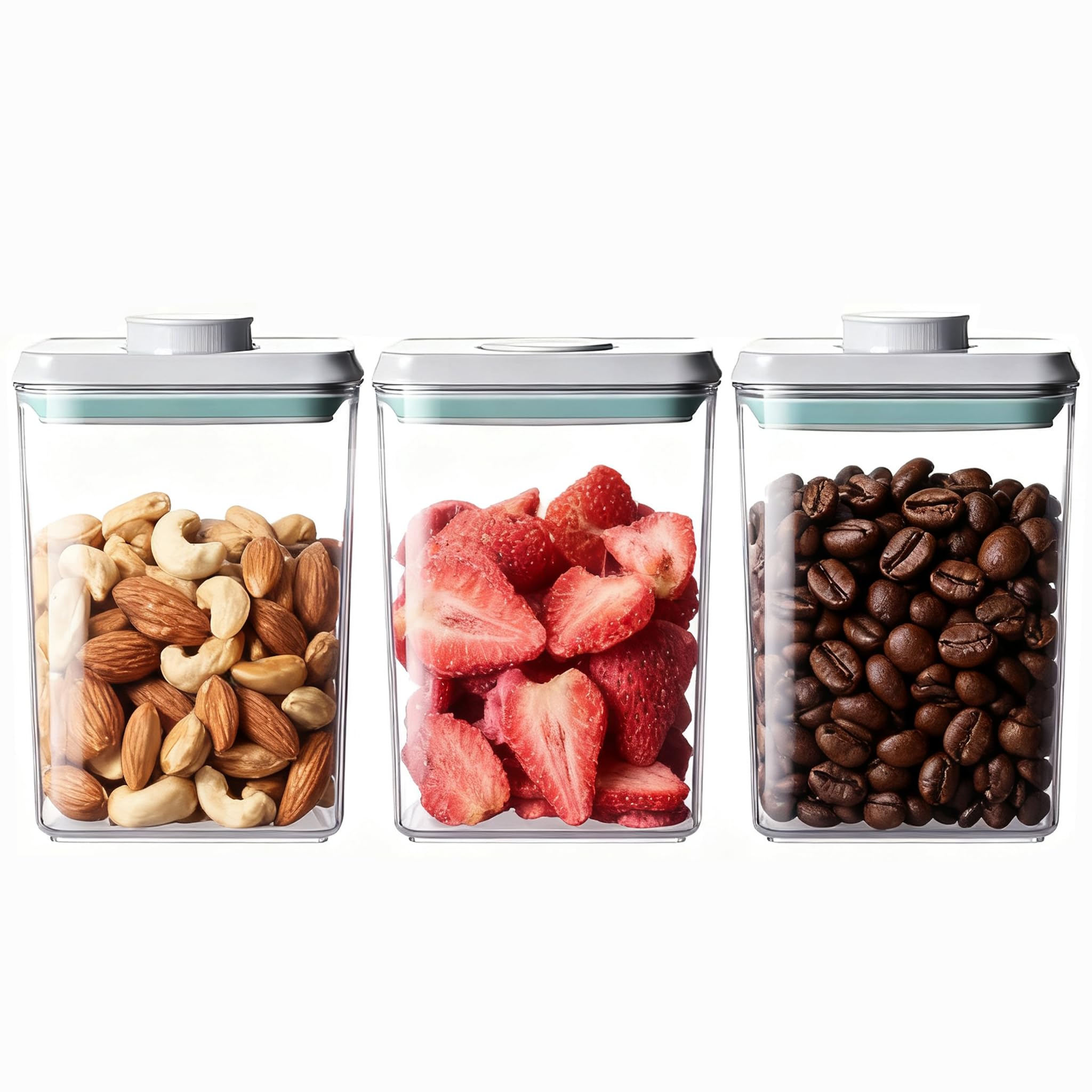 Hontent Pop Food Storage Containers Set Airtight Food Storage Containers with Pop Lids, Kitchen Pantry Organization and Storage, Cereal, Rice, Flour, Pasta & Snack Container, BPA Free, 3 x 1.2Qt