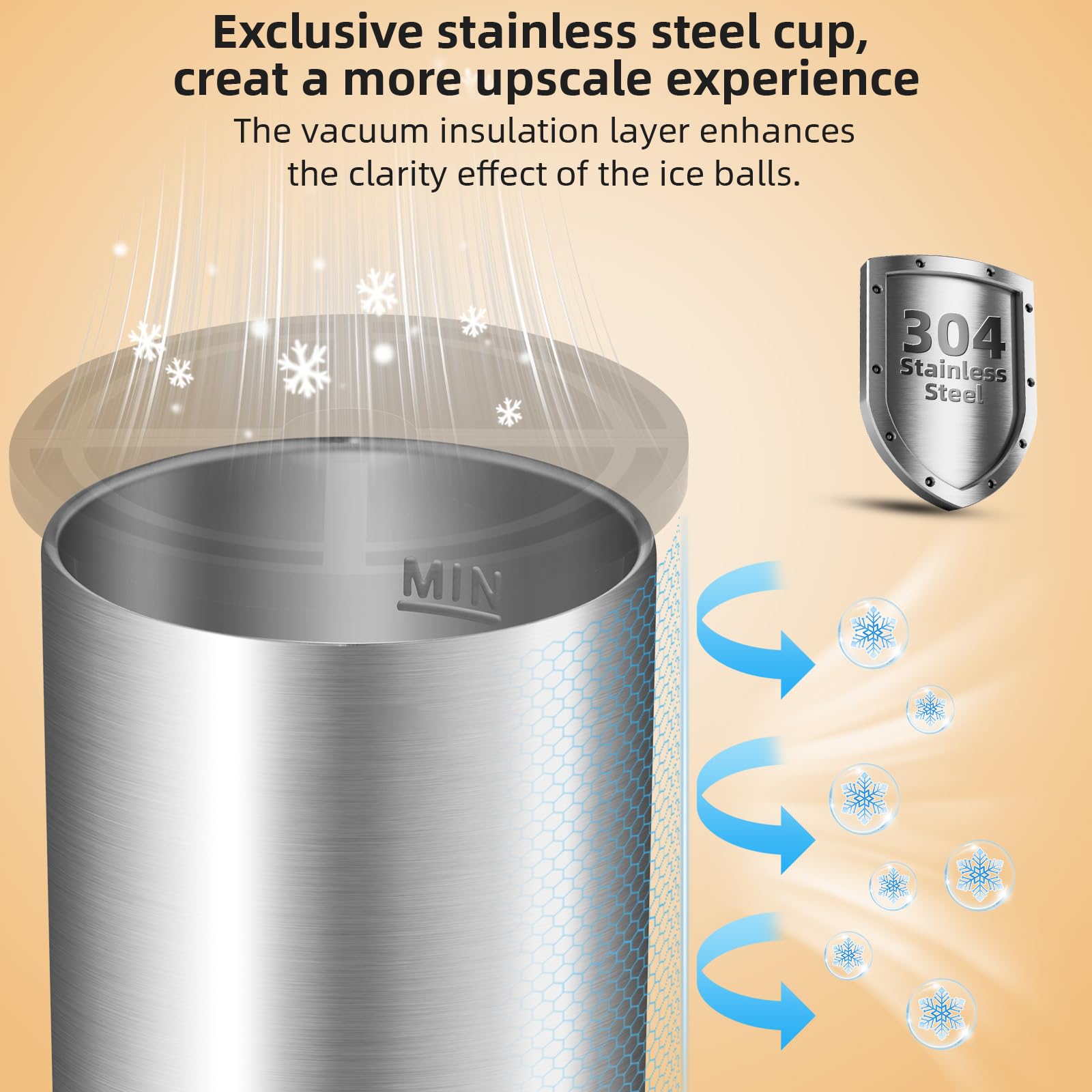 Clear Ice Cube Maker, 2.5 Inch Stainless Steel Crystal Large Clear Ice Ball Maker, Silicone Ice Cube Mold for Cocktails, Drinks & Bourbon, Whiskey Gifts for Men, Metal Color(2 Pack)