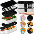 KARRICO Double Premium Bento Box Adult, 67 fl oz BPA-Free - Cream Stackable Lunch Box with Leak-Proof Lids & Dividers, Perfect for Meal Prep, Lunches & Portion Control