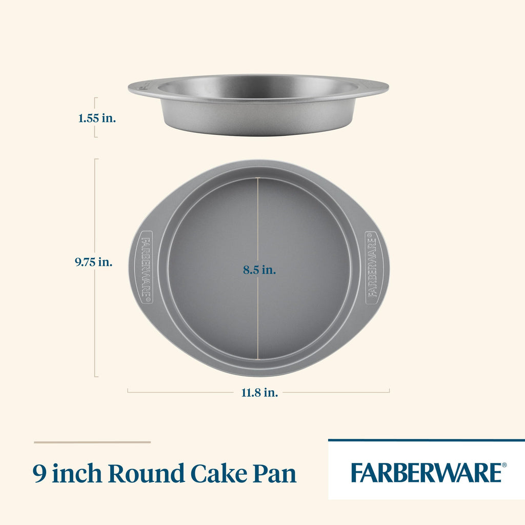 Farberware Nonstick Bakeware 9-Inch Round Cake Pan, Gray