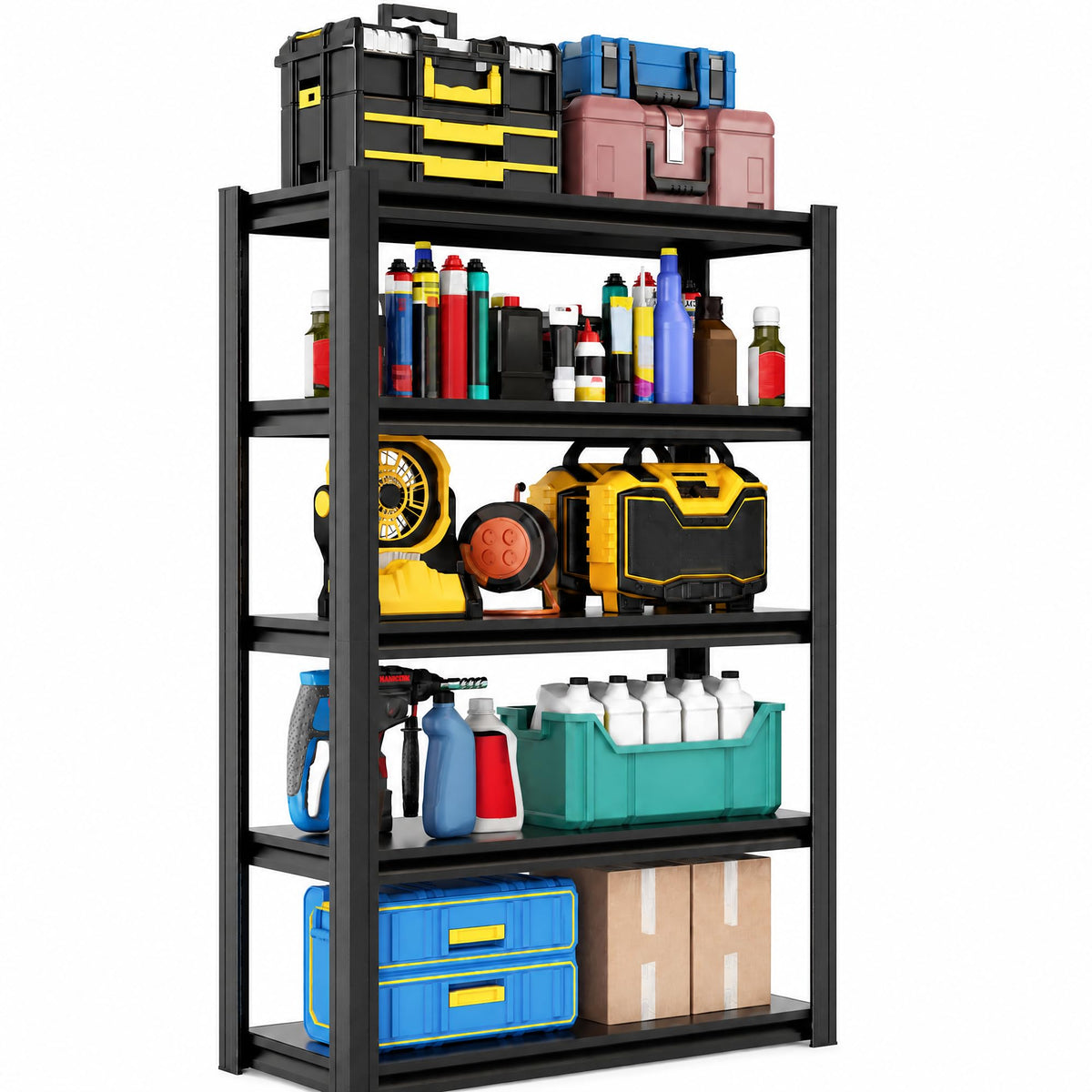 mysteeldepot Heavy Duty 5 Tier Metal Garage Shelving, 72" H × 35" W × 16" D