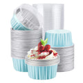 EUSOAR Cake Baking Cups, 100pcs 5oz 125ml Muffin Liners Cups with Lids Disposable Foil Ramekins, Aluminum Cupcake liners Foil Creme Brulee Baking Cups Pudding Cups Holders Pans Oven Safe