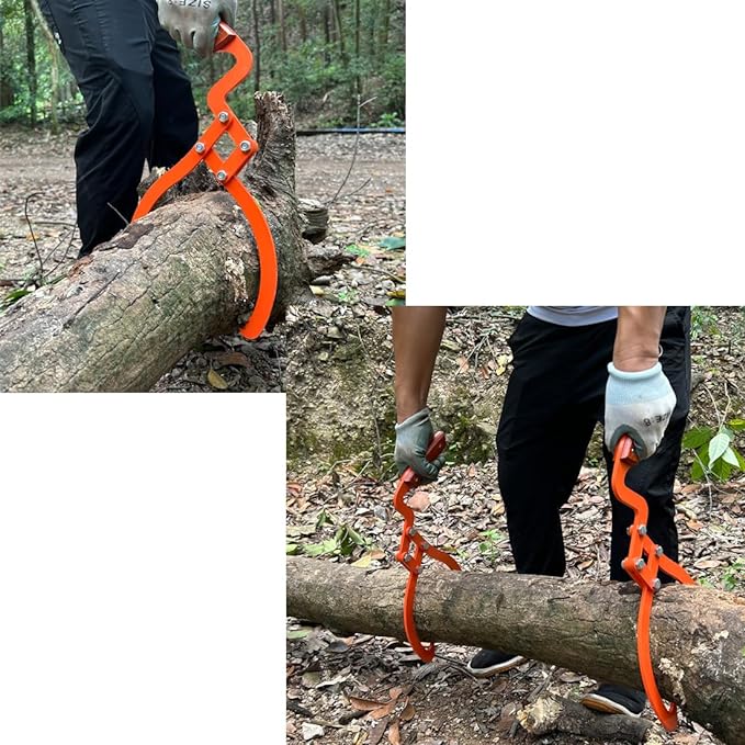 Wood Handle 2 Claw Skidding Tongs Non-Slip Grip, Log Lifting, Handling, Dragging & Carrying Tool (12 in)