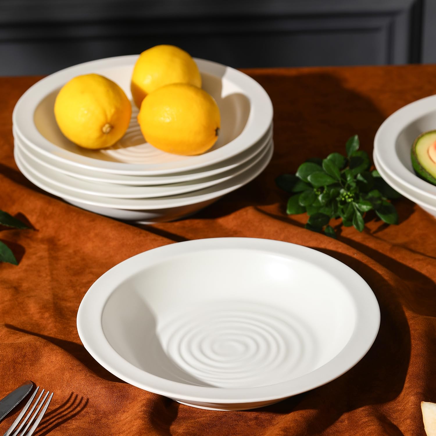 Stone Lain Orbit Pasta Bowls Set, 18.2 Oz - White, Set of 4
