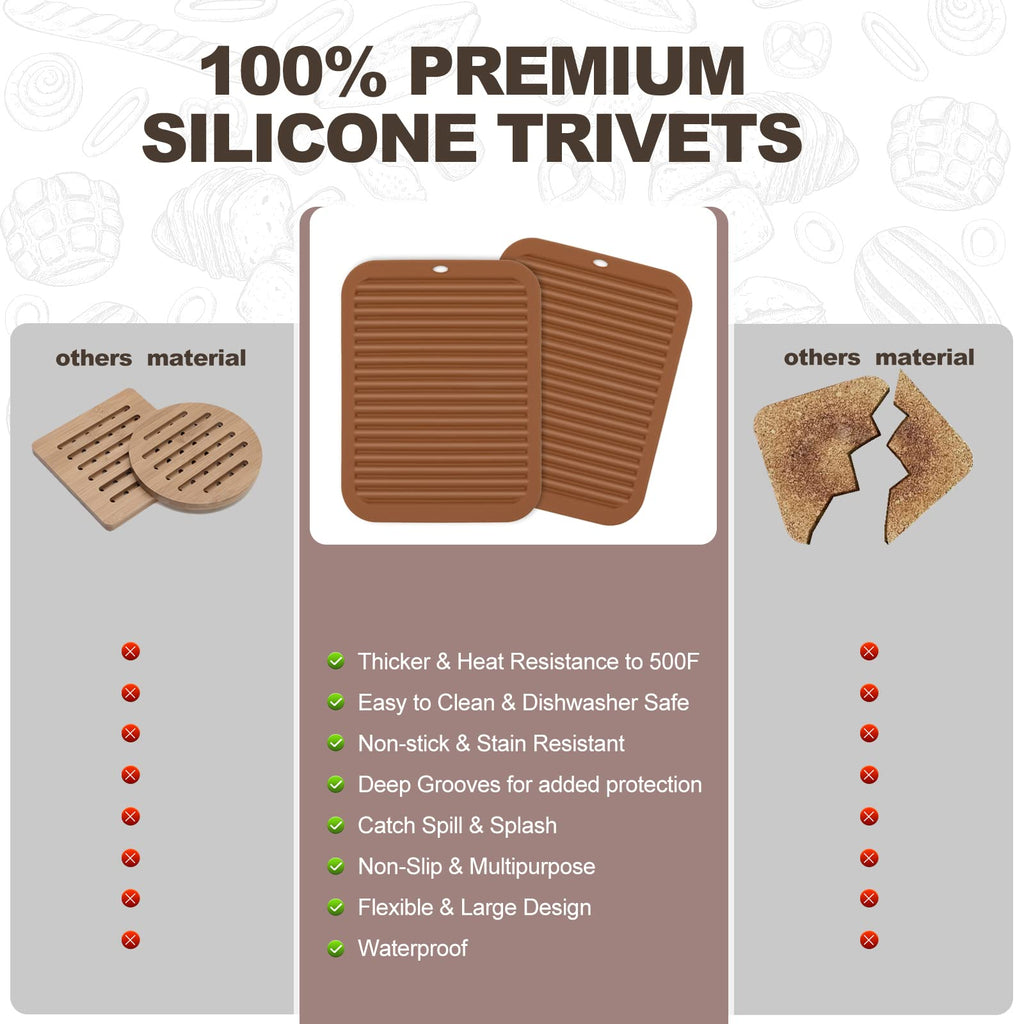 Joyhalo 2 Pack Square Trivets for Hot Dishes