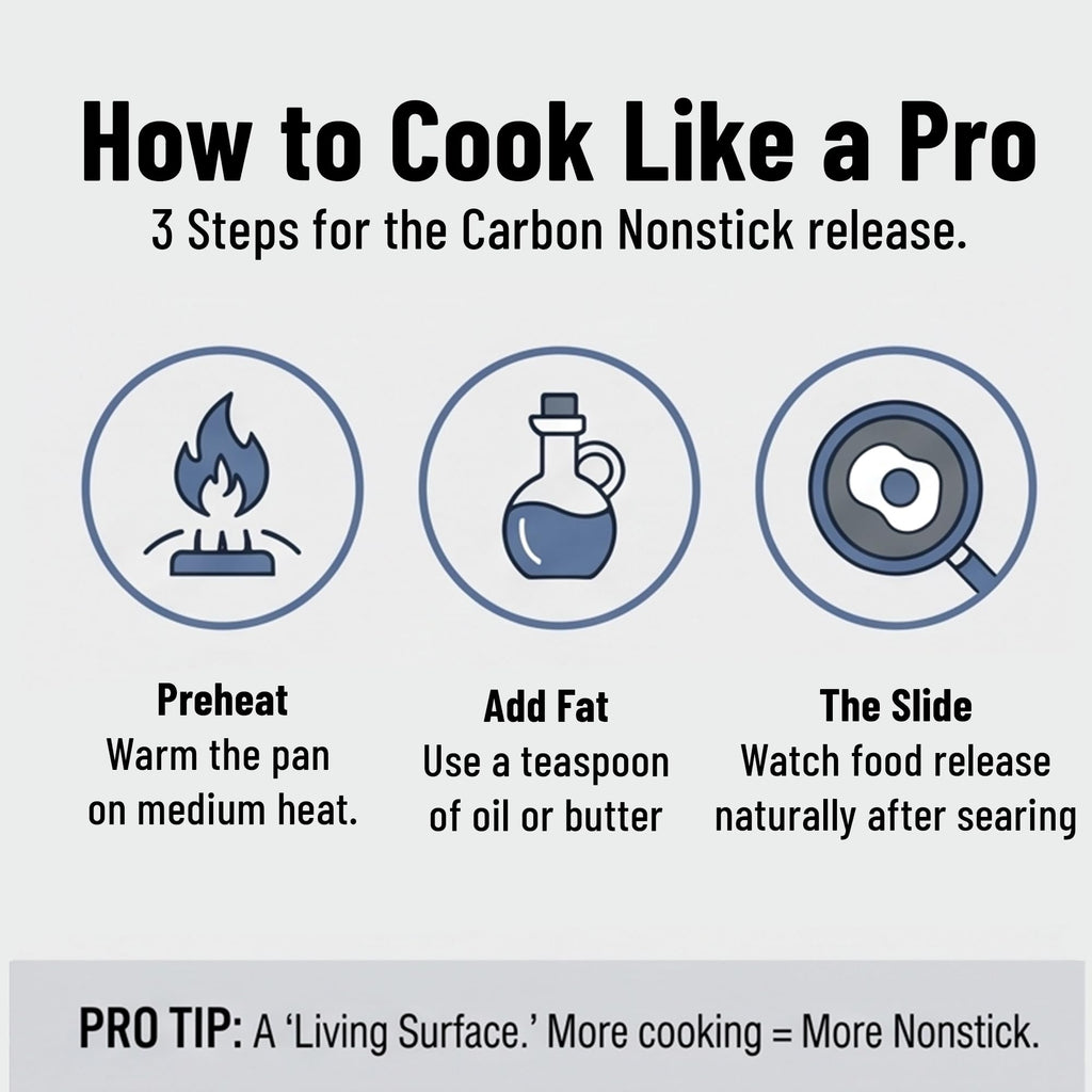 Misen Carbon Nonstick™ Skillet - Nitrided Carbon Steel - Professional Alternative to Teflon - 1100°F High Heat Ready - Easy Release - Induction, Oven, & Grill Safe - 8 Inch