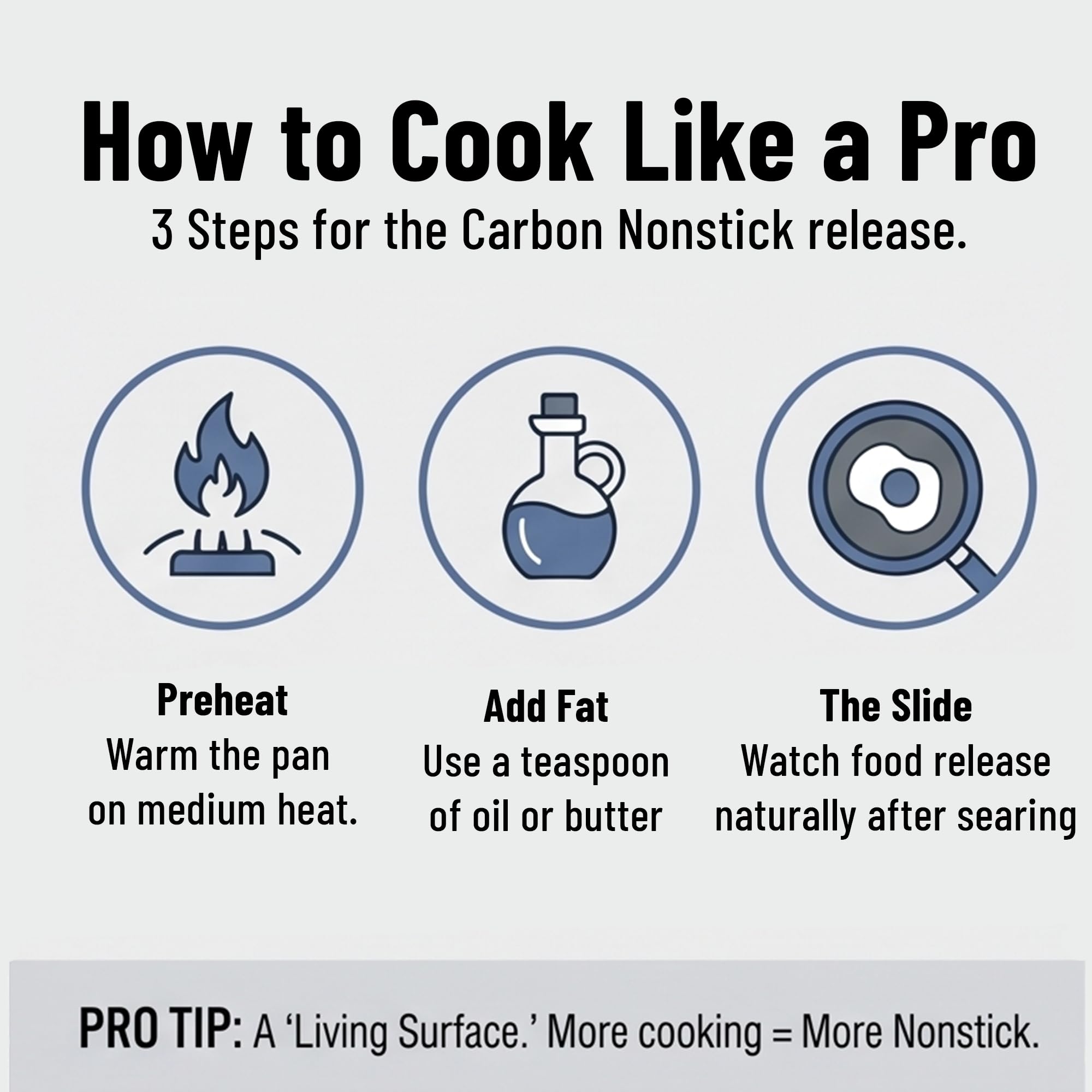 Misen Carbon Nonstick™ Skillet - Nitrided Carbon Steel - Professional Alternative to Teflon - 1100°F High Heat Ready - Easy Release - Induction, Oven, & Grill Safe - 8 Inch